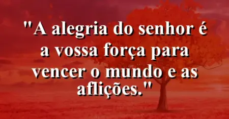 “A alegria do Senhor é a vossa força para vencer o mundo e as aflições.”