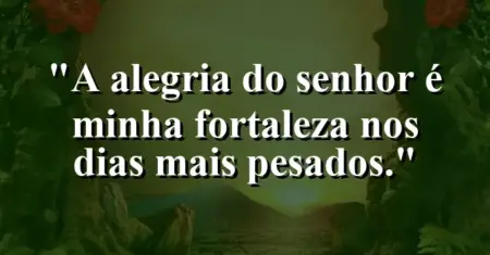 “A alegria do Senhor é minha fortaleza nos dias mais pesados.”