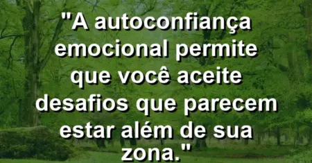 “A autoconfiança emocional permite que você aceite desafios que parecem estar além de sua zona.”