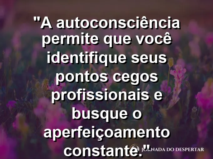 Espelho refletindo uma luz interna brilhante com frase sobre autoconsciência e pontos cegos.