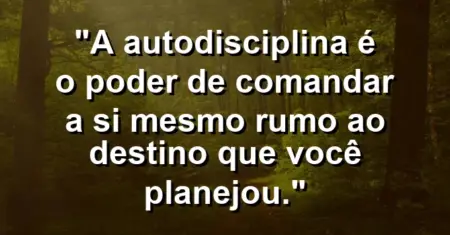 “A autodisciplina é o poder de comandar a si mesmo rumo ao destino que você planejou.”