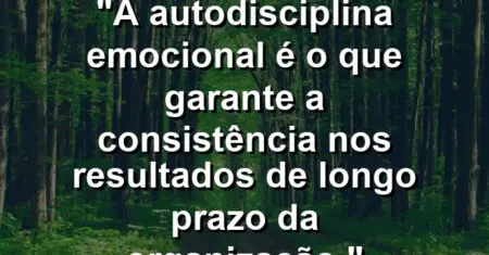 “A autodisciplina emocional é o que garante a consistência nos resultados de longo prazo da organização.”