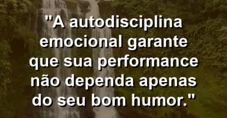 “A autodisciplina emocional garante que sua performance não dependa apenas do seu bom humor.”