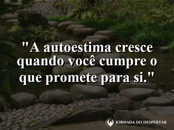 Frase sobre autoconhecimento e autoestima: A autoestima cresce quando você cumpre o que promete para si.