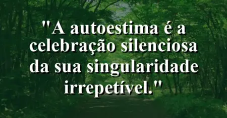 A autoestima é a celebração silenciosa da sua singularidade irrepetível.