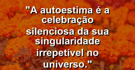 A autoestima é a celebração silenciosa da sua singularidade irrepetível no universo.