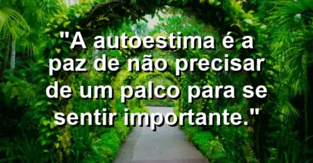 A autoestima é a paz de não precisar de um palco para se sentir importante.