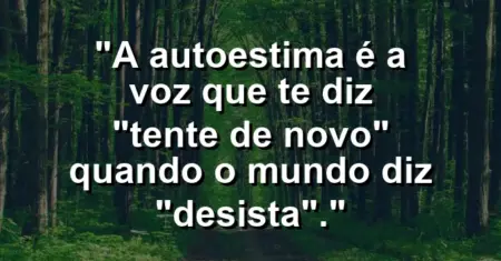A autoestima é a voz que te diz “tente de novo” quando o mundo diz “desista”.