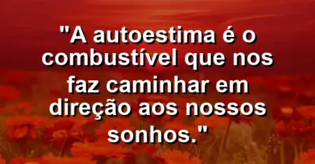 A autoestima é o combustível que nos faz caminhar em direção aos nossos sonhos.