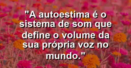 A autoestima é o sistema de som que define o volume da sua própria voz no mundo.