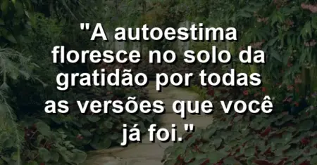 A autoestima floresce no solo da gratidão por todas as versões que você já foi.