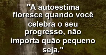 A autoestima floresce quando você celebra o seu progresso, não importa quão pequeno seja.