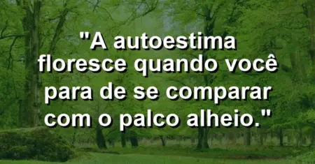 A autoestima floresce quando você para de se comparar com o palco alheio.