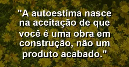 A autoestima nasce na aceitação de que você é uma obra em construção, não um produto acabado.