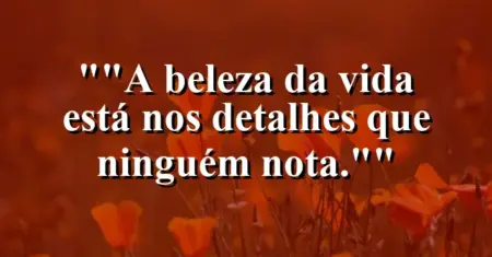 “A beleza da vida está nos detalhes que ninguém nota.”