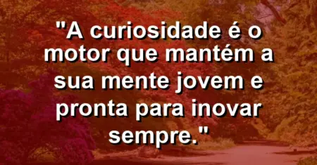 “A curiosidade é o motor que mantém a sua mente jovem e pronta para inovar sempre.”