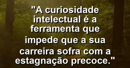 “A curiosidade intelectual é a ferramenta que impede que a sua carreira sofra com a estagnação precoce.”