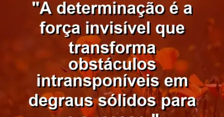 “A determinação é a força invisível que transforma obstáculos intransponíveis em degraus sólidos para o sucesso.”
