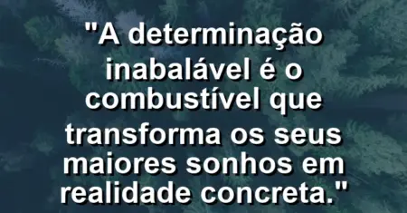“A determinação inabalável é o combustível que transforma os seus maiores sonhos em realidade concreta.”