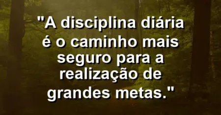 “A disciplina diária é o caminho mais seguro para a realização de grandes metas.”