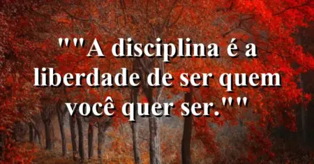 “A disciplina é a liberdade de ser quem você quer ser.”