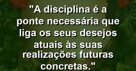 “A disciplina é a ponte necessária que liga os seus desejos atuais às suas realizações futuras concretas.”