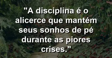 “A disciplina é o alicerce que mantém seus sonhos de pé durante as piores crises.”