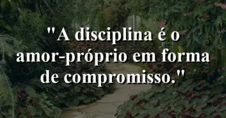 A disciplina é o amor-próprio em forma de compromisso.