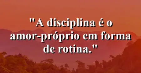 A disciplina é o amor-próprio em forma de rotina.