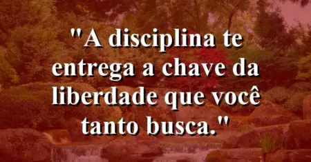 A disciplina te entrega a chave da liberdade que você tanto busca.