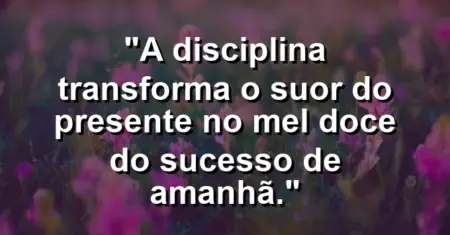 “A disciplina transforma o suor do presente no mel doce do sucesso de amanhã.”