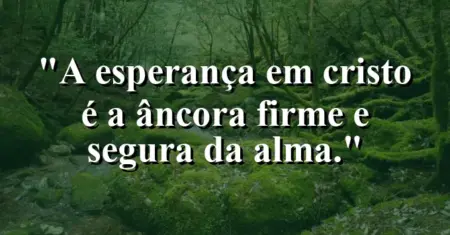 “A esperança em Cristo é a âncora firme e segura da alma.”