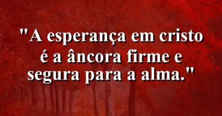 “A esperança em Cristo é a âncora firme e segura para a alma.”