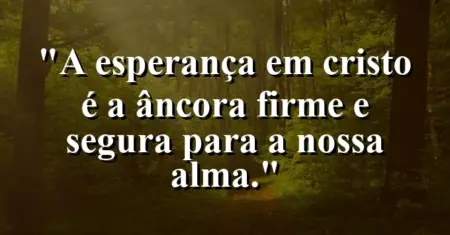 “A esperança em Cristo é a âncora firme e segura para a nossa alma.”