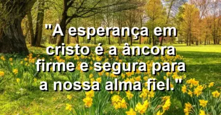 “A esperança em Cristo é a âncora firme e segura para a nossa alma fiel.”
