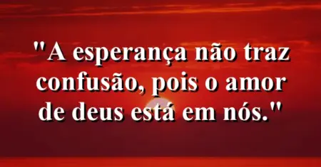 “A esperança não traz confusão, pois o amor de Deus está em nós.”