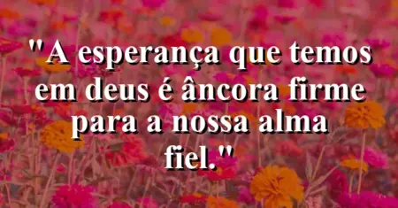 “A esperança que temos em Deus é âncora firme para a nossa alma fiel.”