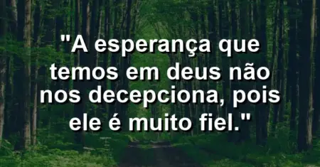 “A esperança que temos em Deus não nos decepciona, pois Ele é muito fiel.”