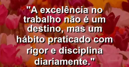 “A excelência no trabalho não é um destino, mas um hábito praticado com rigor e disciplina diariamente.”