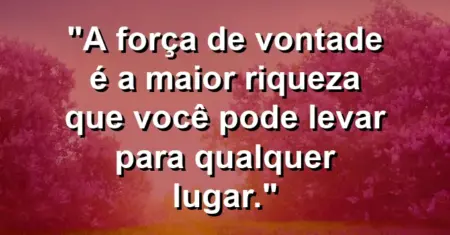 “A força de vontade é a maior riqueza que você pode levar para qualquer lugar.”