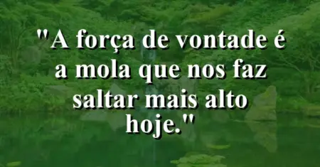 “A força de vontade é a mola que nos faz saltar mais alto hoje.”