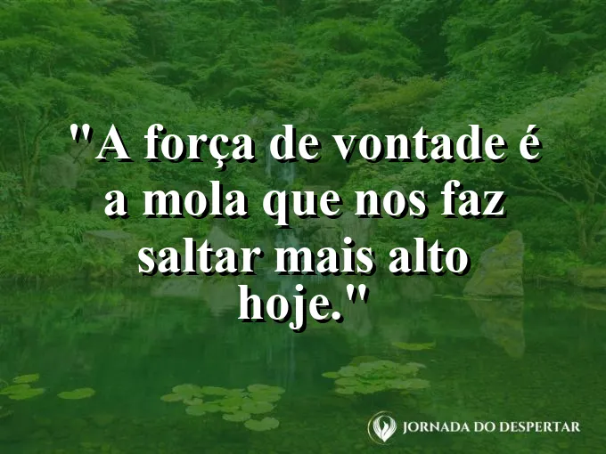 Mola comprimida prestes a disparar com frase sobre saltar mais alto.