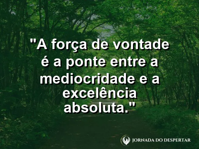 Ponte de metal unindo uma cidade cinza a uma cidade dourada com frase sobre mediocridade e excelência.