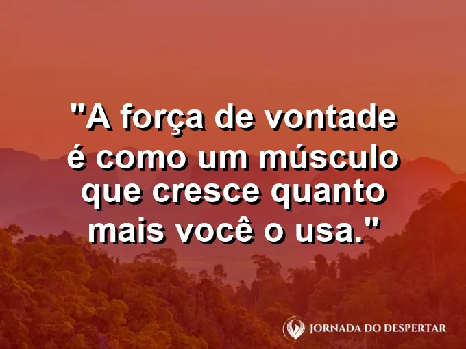 Halteres de academia com frase sobre o crescimento da força de vontade.
