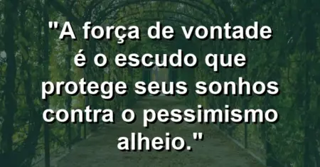 “A força de vontade é o escudo que protege seus sonhos contra o pessimismo alheio.”