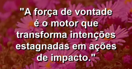 “A força de vontade é o motor que transforma intenções estagnadas em ações de impacto.”