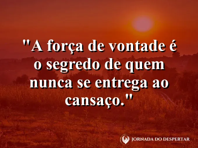 Lâmpada acesa em um quarto escuro durante a madrugada com frase sobre não se entregar ao cansaço.