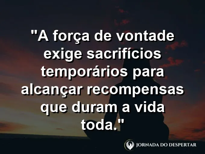Baú de tesouro aberto com luz saindo de dentro e frase sobre sacrifício e recompensa.