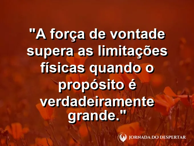 Atleta paralímpico em plena competição com frase sobre limitações e propósito.