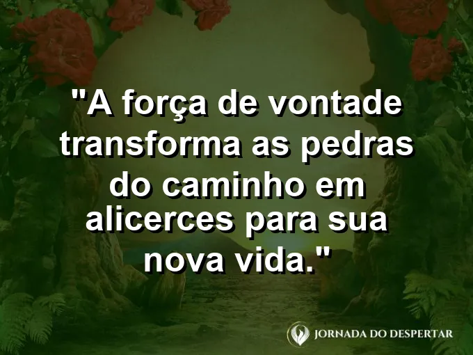 Construção de pedra sólida em um penhasco com frase sobre pedras e alicerces.